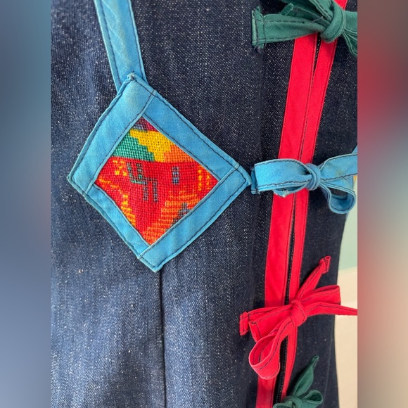 Vintage 1970s Retro Boho Denim Dress OOPS CALIFORNIA  Size 5/6 - Picture 7 of 9